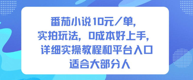番茄小说10米每单，实拍玩法，0成本好上手，详细实操教程和平台入口适合大部分人插图