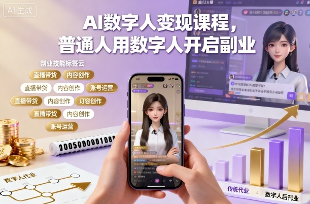 AI数字人变现课程，普通人用数字人开启副业插图