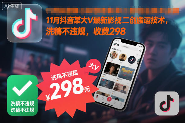 11月抖音某大V最新影视二创搬运技术,洗稿不违规,收费298插图 11月抖音某大V最新影视二创搬运技术,洗稿不违规,收费298插图