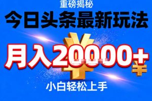 今日头条最新躺賺玩法,轻轻松松月入2W+,操作简单,小白轻松上手【揭秘】