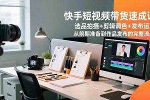 (16752期)快手短视频带货速成课,选品拍摄+剪辑调色+发布运营,从前期准备到作品发布的完整流程