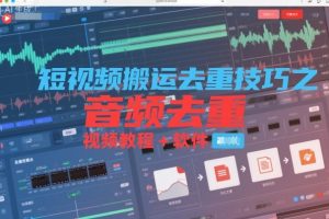 短视频搬运去重技巧之音频去重，视频教程+软件