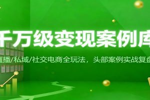 千万级变现案例库:直播/私域/社交电商全玩法,200+头部案例实战复盘