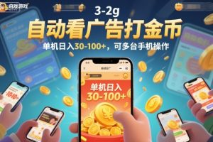 自动看广告打金币,单机日入30-100+,可多台手机操作【揭秘】