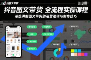 抖音图文带货全流程实操课程,系统讲解图文带货的运营逻辑与制作技巧