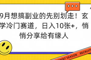 想搞副业的先别划走！玄学冷门赛道，日入10张+，悄悄分享给有缘人
