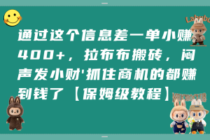通过这个信息差一单小赚400+，拉布布搬砖，闷声发小财，抓住商机的都赚到钱了【保姆级教程】