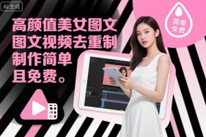 高颜值美女图文视频去重制作教学,制作简单且免费