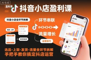抖音小店盈利课-选品-上架-发货-流量全环节拆解，手把手教你搞定抖店运营