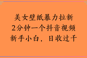 美女壁纸，暴力拉新2分钟一个抖音视频新手小白，日收过千