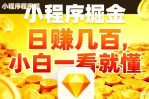 微信小程序掘金项目,日入几张,项目简单,小白一看就懂,5分钟就能学会上手操作【揭秘】