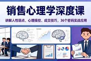 （16456期）销售心理学深度课，讲解人性弱点、心理操控、成交技巧，36个密码实战应用