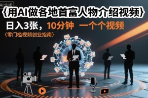 用AI做各地首富人物介绍视频,日入3张,10分钟一个视频
