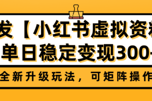 首发【小红书店铺虚拟资料】全新升级玩法，可矩阵操作，单日稳定变现300+