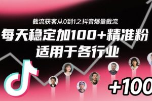 截流获客从0到1之抖音爆量截流,每天稳定加100+精准粉,适用于各行业