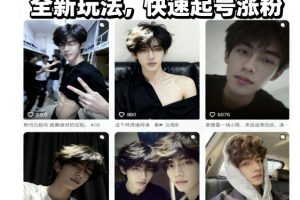 AI男颜涨粉短视频教学,全新玩法,快速起号涨粉