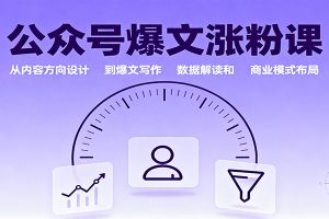 公众号爆文涨粉课:从内容方向设计到爆文写作,数据解读和商业模式布局