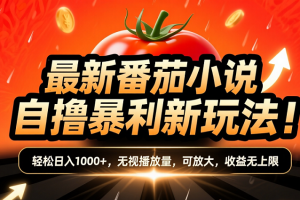 (爆款) 番茄小说“自推自新”躺赚玩法曝光！10-20播放就出单，日入1000+只是保底