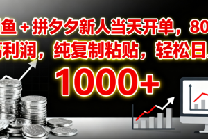 闲鱼 + 拼夕夕新人当天开单，80% 高利润，纯复制粘贴，轻松日入 1000+