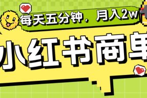 小红书商单分成合作计划，每天五分钟，月入2w+
