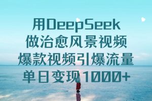 用DeepSeek做治愈风景视频，引爆流量爆款视频，单日变现1000+