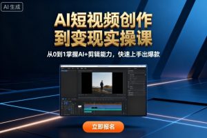 AI短视频创作到变现实操课,从0到1掌握AI+剪辑能力,快速上手出爆款(更新10月)