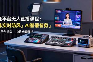 (16279期)全平台无人直播课程:非实时防风+AI智播智剪+多平台矩阵,10月全套技术