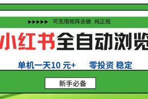小红书全自动浏览项目， 零投资，全程手机去跑，单账号一天10元+，可无限矩阵去做