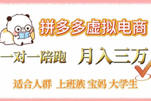 拼多多虚拟电商，0囤货，轻资产，无需发货，一对一陪跑，月入3万