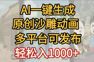 一键制作沙雕动画玩法，条条过原创多平台赚收益，小白看完也会操作【最新】