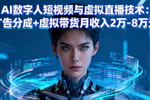 (16148期)AI数字人短视频与虚拟直播技术:广告分成+虚拟带货月收入2万-8万元
