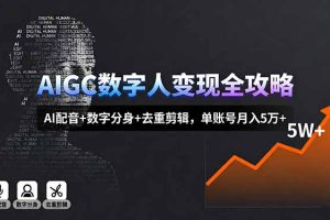 (16143期)AIGC数字人变现全攻略,AI配音+数字分身+去重剪辑,单账号月入5万+