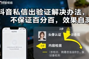 抖音私信出验证解决办法,不保证百分百,效果自测