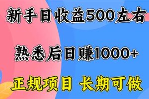 (16132期)新手日收益500+ 正规项目 长期可做