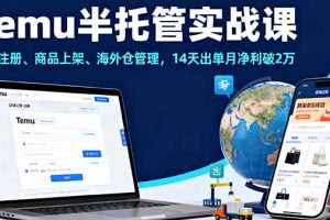 (16128期)Temu半托管实战课,店铺注册、商品上架、海外仓管理,14天出单月净利破2万