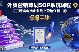外贸营销策划SOP系统课程,打开跨境电商企业线上营销任督二脉