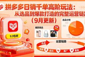 (16100期)拼多多日销千单高阶玩法:从选品到爆款打造的完整运营链路(9月更新)