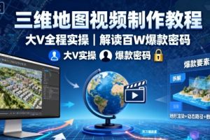 三维地图视频制作教程,大V全程实操,解读百W爆款密码