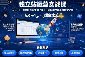 独立站运营实战课,从0到1,零基础也能快速上手,开启你的品牌出海掘金之旅