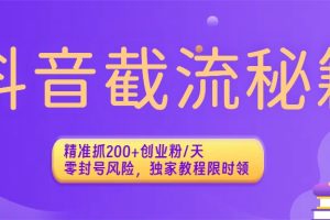 抖音截流秘籍：精准抓200+创业粉/天，零封号风险，独家教程限时领
