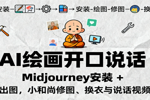 AI绘画开口说话,Midjourney安装 + 绘图出图,小和尚修图、换衣与说话视频制作