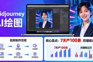 (16049期)AI绘图照片开口说话视频制作:Midjourney+数字人,7天产100条月增收过万