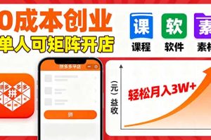 (16047期)拼多多虚拟电商,0成本,单人可矩阵开店,轻松月入3W+