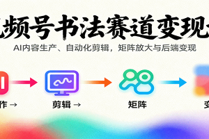 视频号书法赛道变现课:AI内容生产、自动化剪辑,矩阵放大与后端变现