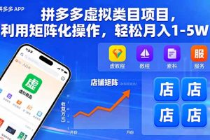 (16025期)拼多多虚拟类目项目,利用矩阵化操作,轻松月入1-5W