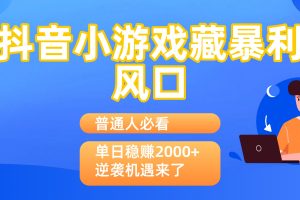 普通人必看：抖音小游戏藏暴利风口，单日稳赚2000+，逆袭机遇来了