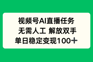 （16006期）视频号AI直播任务，无需人工，解放双手，当天变现100+