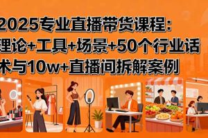 (15988期)2025专业直播带货课程:理论+工具+场景+50个行业话术与10w+直播间拆解案例