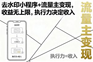 去水印小程序+流量主变现，收益无上限，执行力决定收入