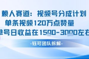 视频号分成计划新赛道玩法,单条收益突破了120W,综合收益在3k上下